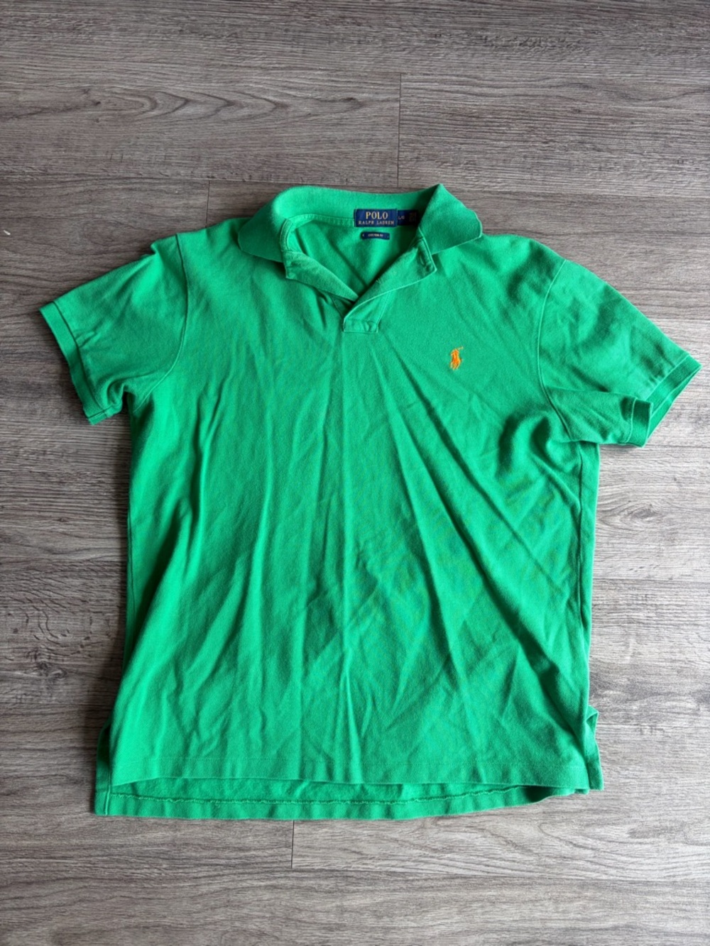 Ralph Lauren Green Polo with Yellow Logo Detail